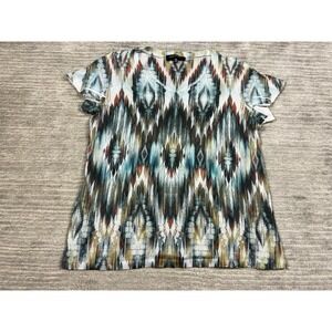 Level Eight Top Womens Medium Multicolor Embellished Short Sleeve Polyester